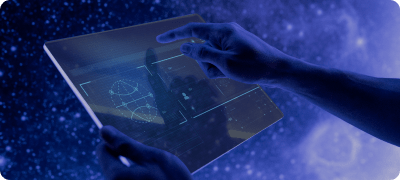 a Futuristic Tablet Displaying Ai Data Visuals, Representing Ailit's Executive Certificate in Applied Artificial Intelligence